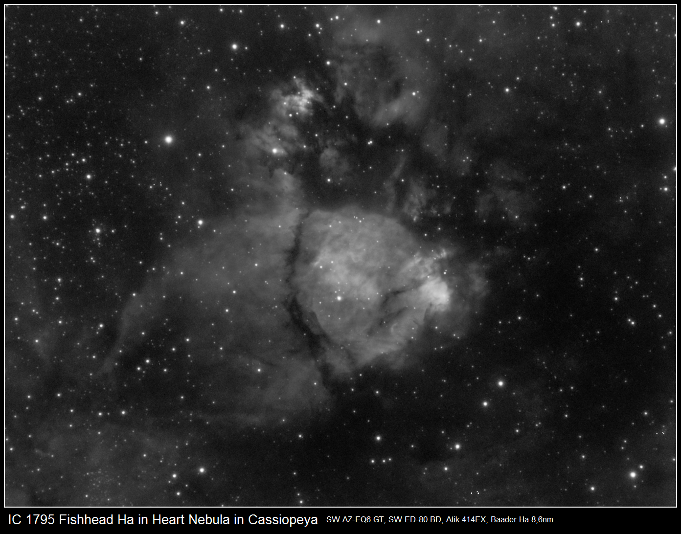 IC 1795 Fishhead Nebula in Heart Nebula Ha